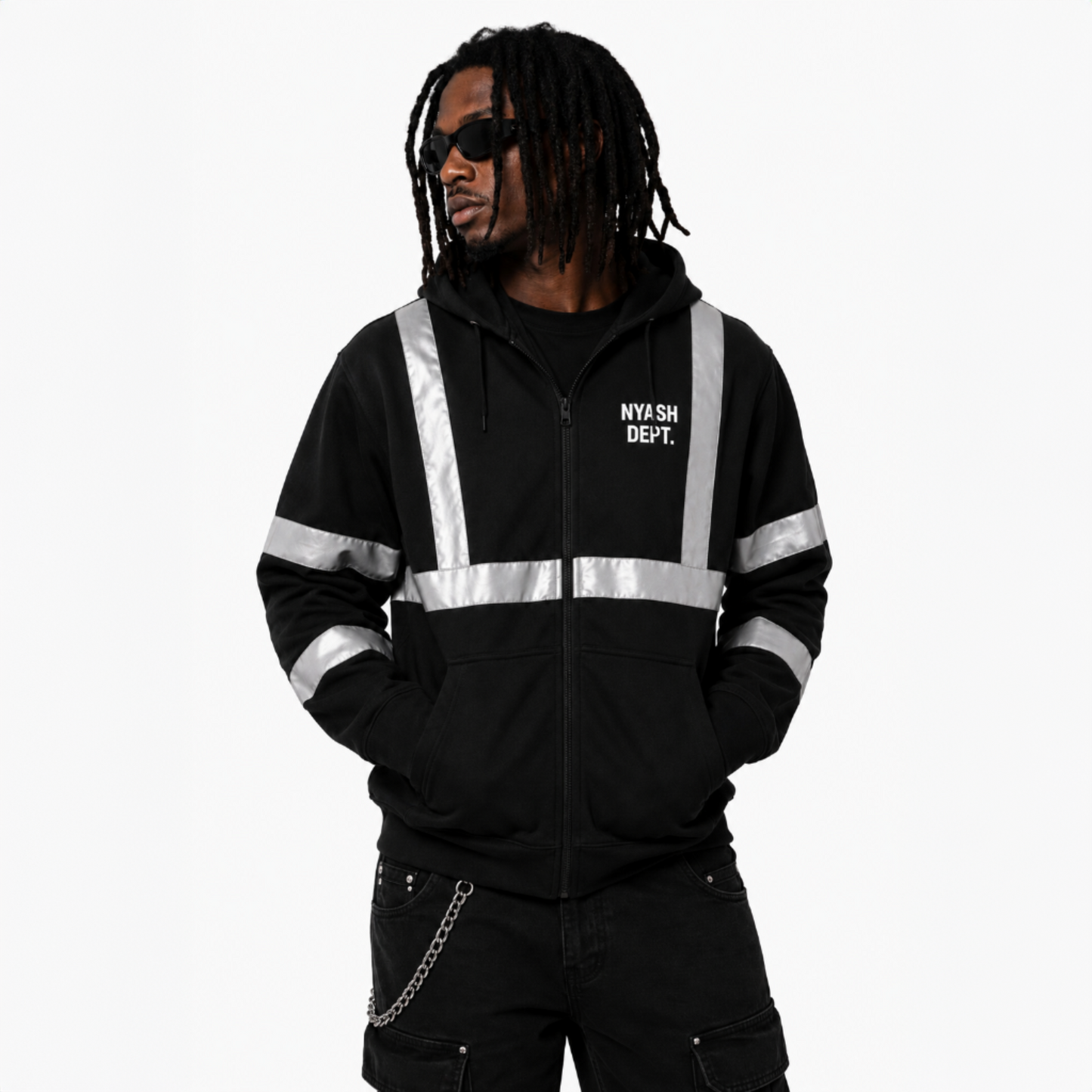 NYASH DEPT. REFLECTIVE FULL-ZIP FLEECE HOODIE