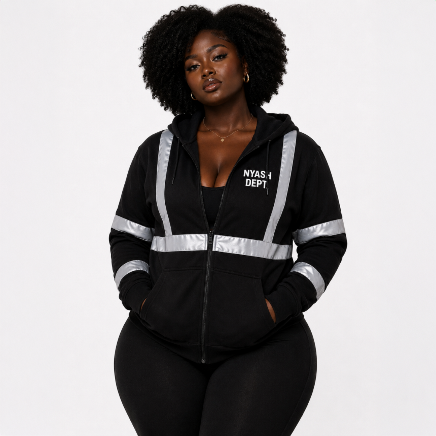 NYASH DEPT. REFLECTIVE FULL-ZIP FLEECE HOODIE